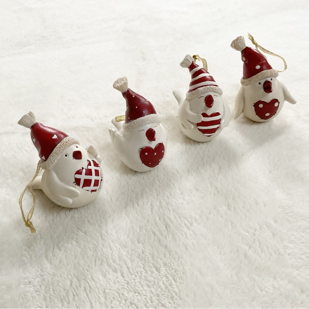 Coldwater Creek Christmas Bird Ornaments Set of 4 Ceramic w/ Original Box